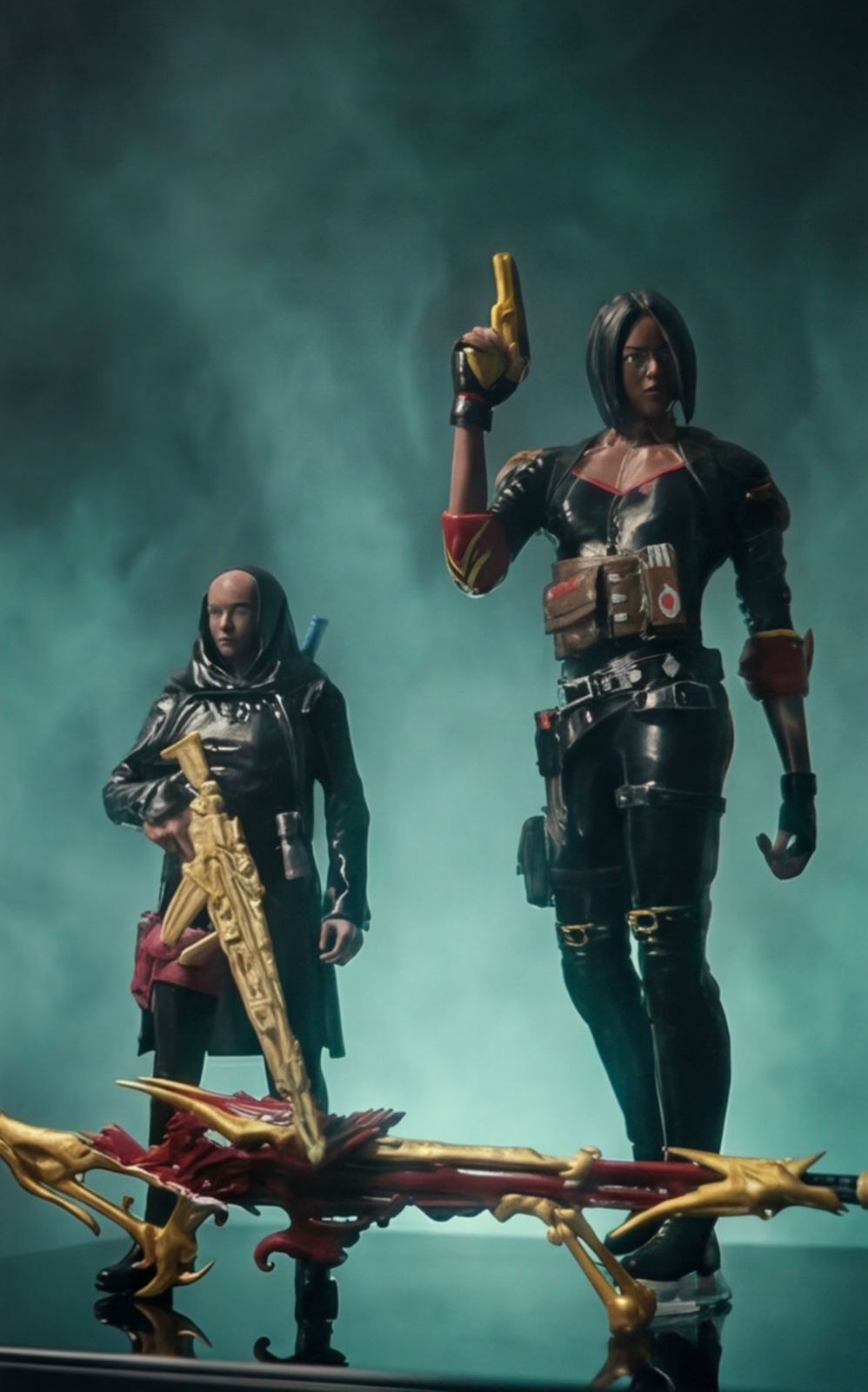 Cinematisk produktfoto af samlerfigurer